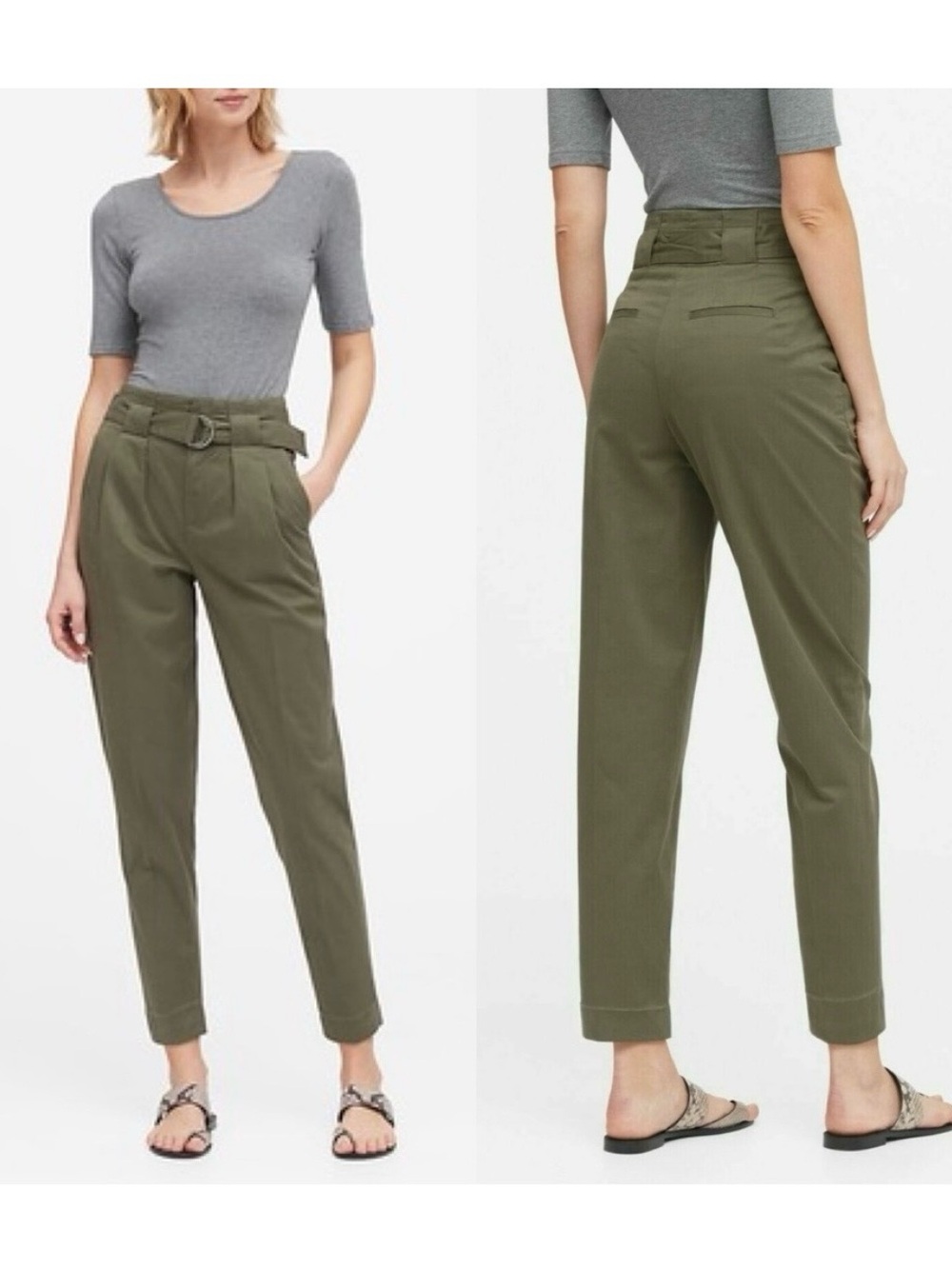 Banana Republic Green Paper Bag Cropped Pants/Trousers